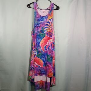 Colorful Abstract Tank Dress Sleeveless Flowy Midi Boho